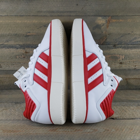 adidas Tyshawn Men's Leather Skate Casual Shoes White Red - Picture 7 of 11